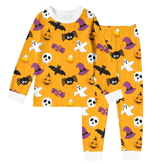 shoper Halloween Kids Pajama Set Long Sleeve Crewneck Tops Pants 2 Pieces Pjs Set Soft Sleepwear for Boys and Girls 2-8 Years