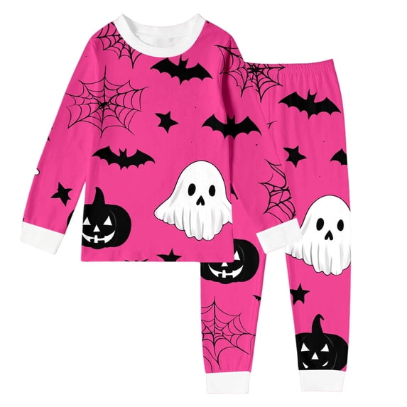 shoper Halloween Kids Pajama Set Long Sleeve Crewneck Tops Pants 2 Pieces Pjs Set Soft Sleepwear for Boys and Girls 2-8 Years
