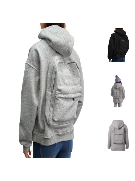 Hoodie with Backpack - Travel Hoodies with Built in Backpacks Back to School Clothes Zipped Hooded Sweatshirt for Kids/Women/Men, Lightweight Comfort with Pockets