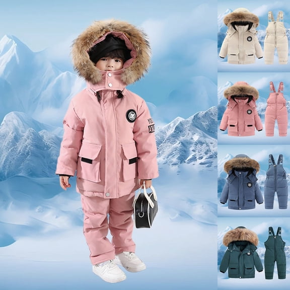 shoper Snowsuit Winter Coat and Snow Pants Set Warm Outdoor Softshell Suit Toddler Winter Outfits for Girls Green 100
