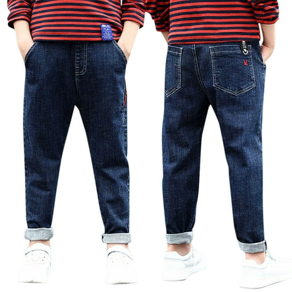 shoper Jeans for Boys 12 Loose Fit with Drawstring Pull-On Everyday Denim Trousers Lounge Pants for Spring and Summer Wear BU3 140