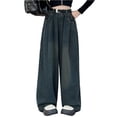 thumbnail image 1 of shoper Jeans for Girls Wide Leg Baggy Jeans High Waist Y2K Cargo Pants Casual Loose Straight Leg Boyfriends Trousers Vintage Streetwear, 1 of 5