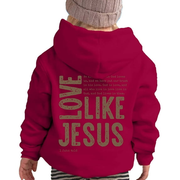 shoper Jesus Hoodie Kids Girls Christian Bible Verse Religious Hoodies Cute Graphic Sweatshirts Fall Clothes Red