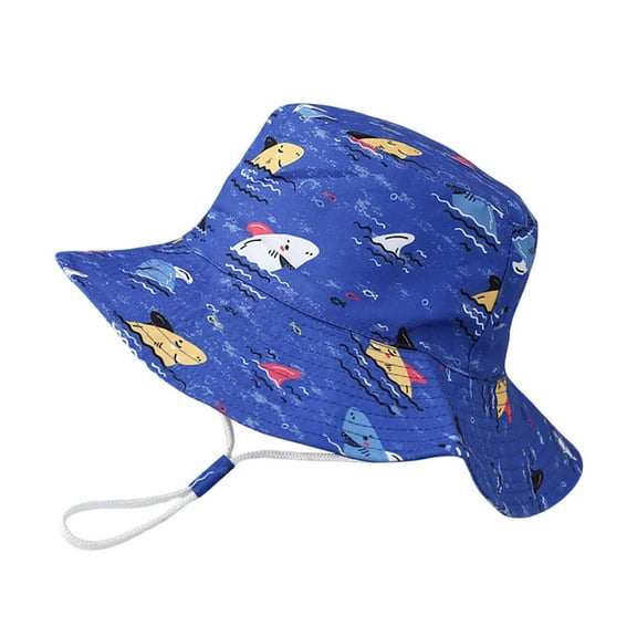 shoper Kids Cartoon Print Bucket Hat Stylish Sun Hat for Boys & Girls with UV Protection Ages 2-6 Blue One Size