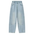 thumbnail image 1 of shoper Kids Girls Jeans Pants Distressed Jeans With Rhinestone Winter Lined Warm Pants Style Flared Trousers For Kids Light Blue, 1 of 8