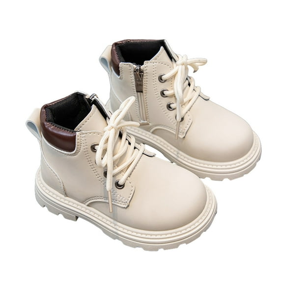 shoper Kids Leather Ankle Boots with Side Zipper for Boys Outdoor Play School Activities and Casual Wear Soft Sole Comfortable Durable Design Size 5.5-6 Years