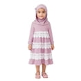 thumbnail image 1 of shoper Kids Muslim Prayer Dress Girls Arabic Islamic Ramadan Lace Abaya with Hijab 2 Piece Long Dubai Kaftan Ethnic Clothes Pink, 1 of 9