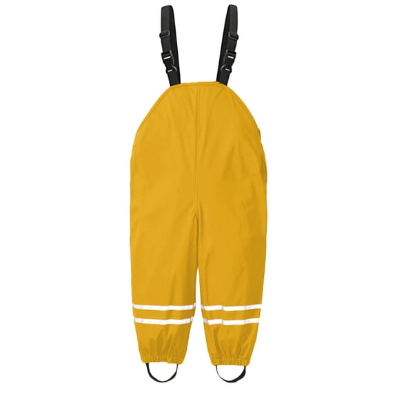 shoper Kids Rain Pants 5t Waterproof Solid Color with Reflective Strips Reusable Rain Suit Foldable Kids Raincoat for Travel Yellow 128