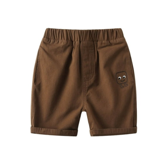 shoper Kids Shorts Boys 12-14 Elastic Waistband Active Pull-On Cartoon Print Cotton Running Shorts Boys' Outdoor Adventure Coffee 100