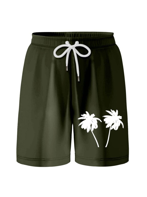 Kids Shorts Boys 14/16 Tropical Print Elastic Waistband Pull-On Casual Beach Pants Summer Short Pants Clothing Army Green 130