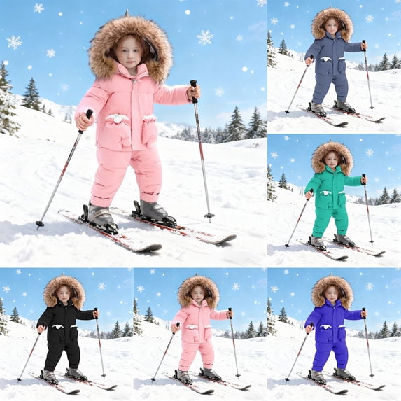 shoper Kids Snow Suit Set Winter Coat and Snow Pants Set Warm Snowboarding Unisex Snow Outfits Black 100