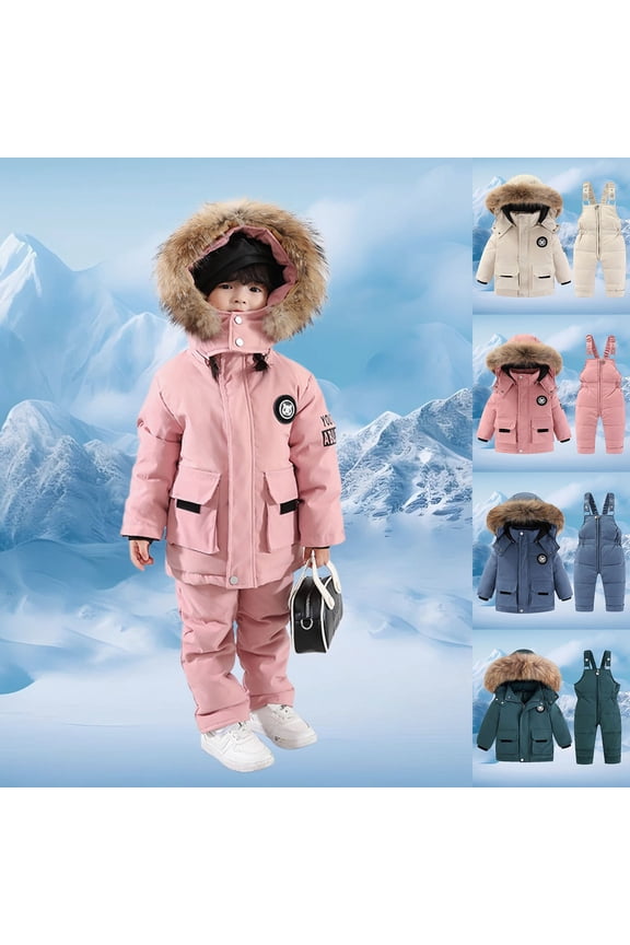 Kids Snow Suits 7 Winter Coat and Snow Pants Set Windproof Snowboarding Unisex Toddler Ski Outfit Green 90