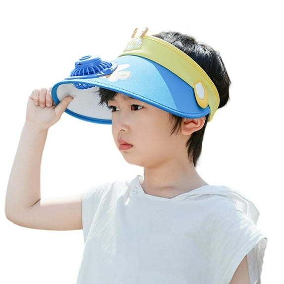 shoper Kids Sun Hat with Built-in Fan for Outdoor Summer Adventures Wide Brim Unisex Child Beach Cap