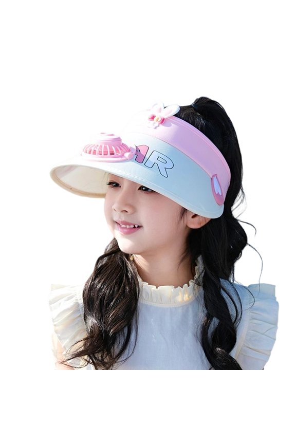 Kids Sun Hat with Built-in Fan for Outdoor Summer Adventures Wide Brim Unisex Child Beach Cap
