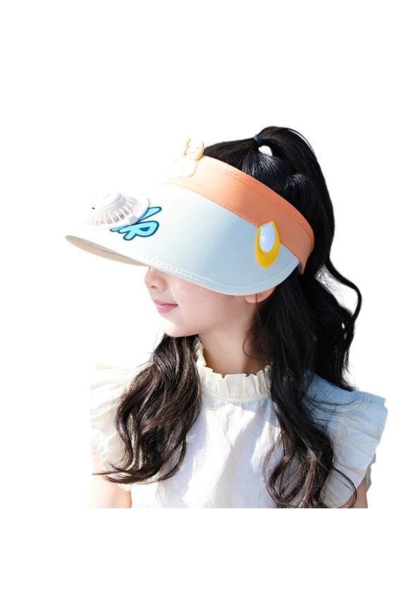 Kids Sun Hat with Built-in Fan for Outdoor Summer Adventures Wide Brim Unisex Child Beach Cap