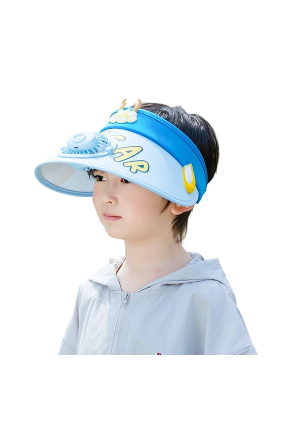 Kids Sun Hat with Built-in Fan for Outdoor Summer Adventures Wide Brim Unisex Child Beach Cap