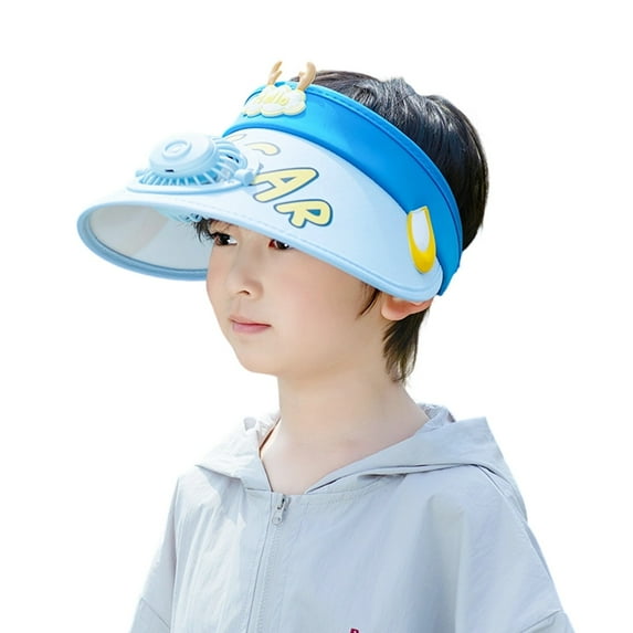 shoper Kids Sun Hat with Built-in Fan for Outdoor Summer Adventures Wide Brim Unisex Child Beach Cap