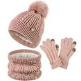thumbnail image 1 of shoper Kids Winter Beanie Hat Scarf and Touchscreen Gloves Set, Lining Beanie Hat Knit Gloves Neck Warmer for Boys Girls, 1 of 7