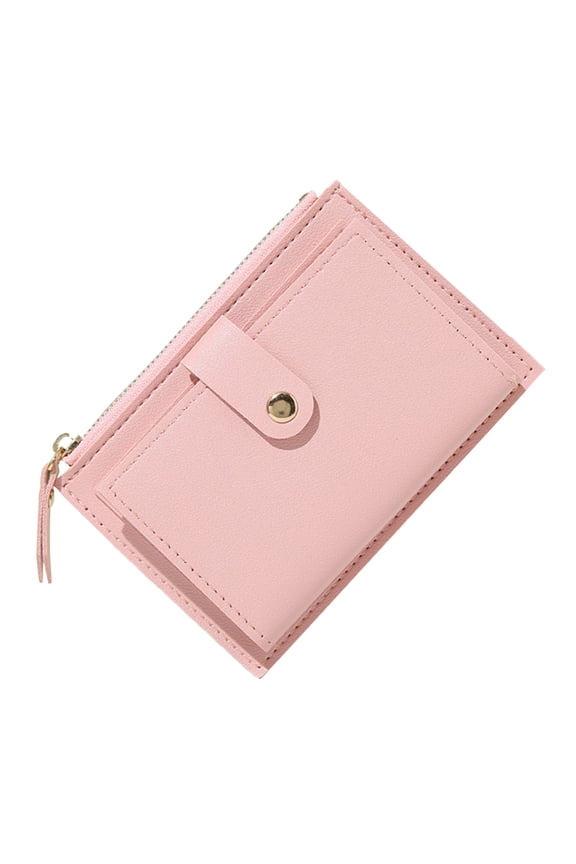Ladies Zip Coin Purse Multi Card Slot Wallet Leather Coin Purse Wallet Pink