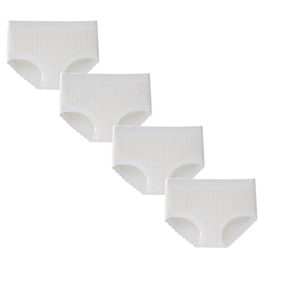 shoper Little Big Girl Underwear White Organic Cotton Panties Smooth Fit Active Casual Wear Texture Girls' Briefs 4 Pcs
