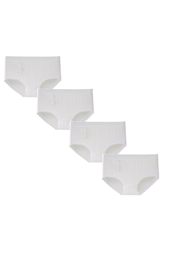 Little Big Girl Underwear White Organic Cotton Panties Smooth Fit Active Casual Wear Texture Girls' Briefs 4 Pcs