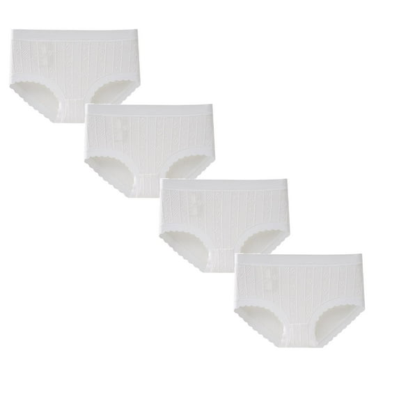 shoper Little Big Girl Underwear White Organic Cotton Panties Smooth Fit Active Casual Wear Texture Girls' Briefs 4 Pcs