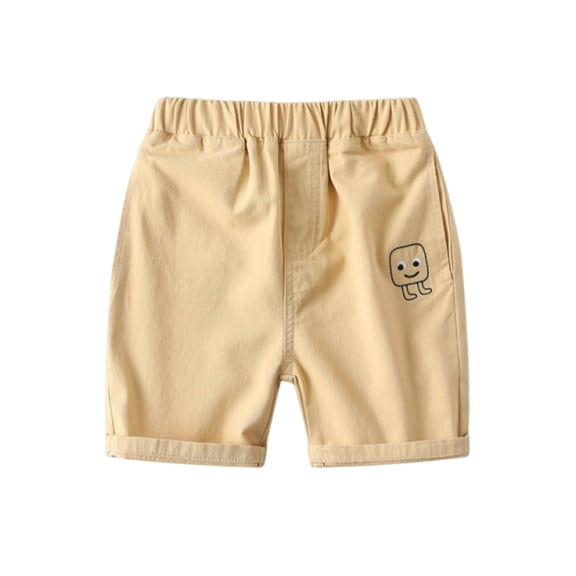 shoper Little Boy Shorts 4t Pull-On Cartoon Print Cotton Elastic Waist Activewear Soccer Shorts Baby Boy Clothes Khaki 140