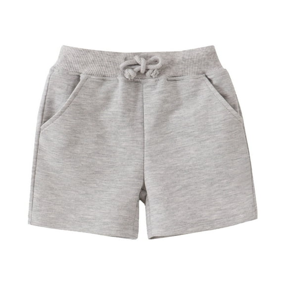 shoper Little Boy Shorts Size 7 Elastic Waistband Loose Solid Color Knit Shorts Boys' Comfortable Summer Clothes Light Gray 4T