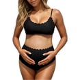 thumbnail image 1 of shoper Maternity Swimsuit Two Piece Set High Waisted Scalloped Bikini Set Pool Beach Adjustable Straps Pregnancy Bathing Suit Black XL, 1 of 6