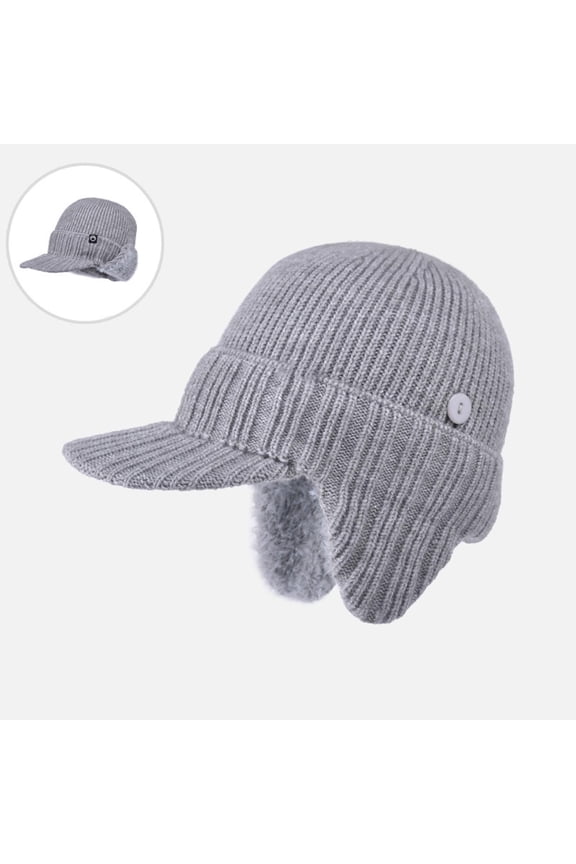 Men Women Winter Warm Lined Knit Beanie Hats with Visor and Ear Flaps for Cold Weather Sport Golf Baseball Beanie Cap