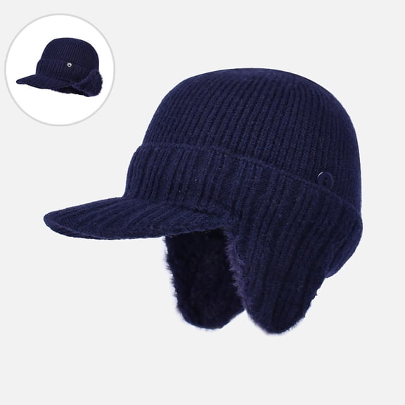 shoper Men Women Winter Warm Lined Knit Beanie Hats with Visor and Ear Flaps for Cold Weather Sport Golf Baseball Beanie Cap