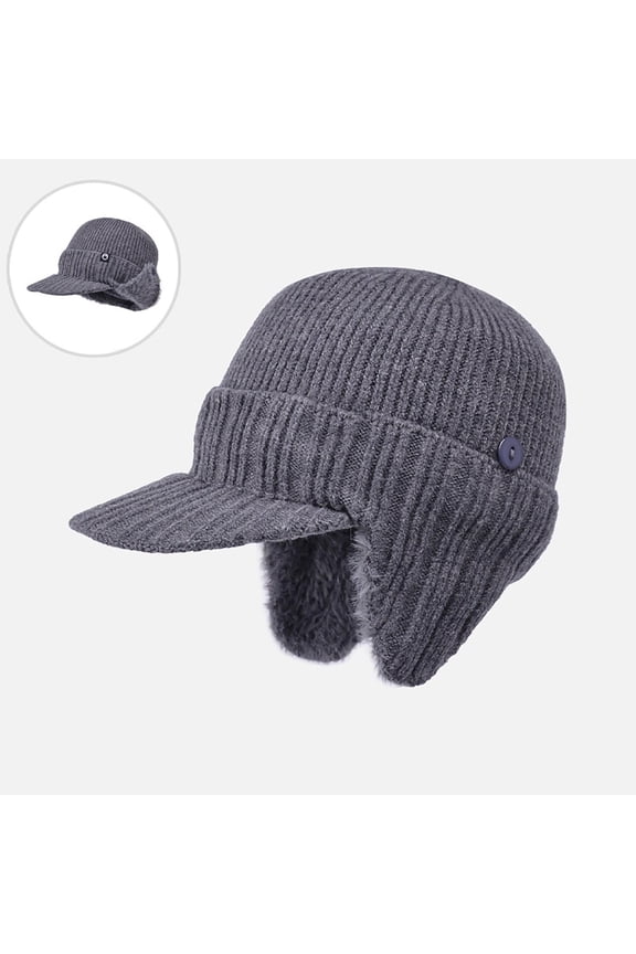 Men Women Winter Warm Lined Knit Beanie Hats with Visor and Ear Flaps for Cold Weather Sport Golf Baseball Beanie Cap