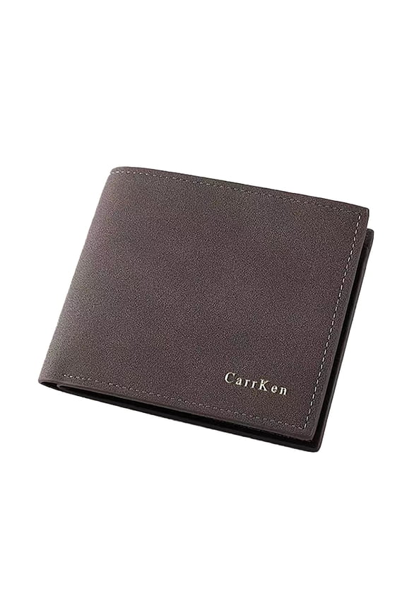 New Men's Short Fashionable Multi Functional Soft Leather Frosted Wallet Coffee