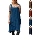 thumbnail image 1 of shoper Pinafore Cross Back Apron for Women with Pockets Smock for Work Gardening Cooking Painting Baking Dark Blue L, 1 of 4