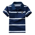 thumbnail image 1 of shoper Polo Shirts for Boys Striped Collared Short Sleeve T-Shirt Casual Daily Summer Tops Toddler Boy Clothes Navy, 1 of 4