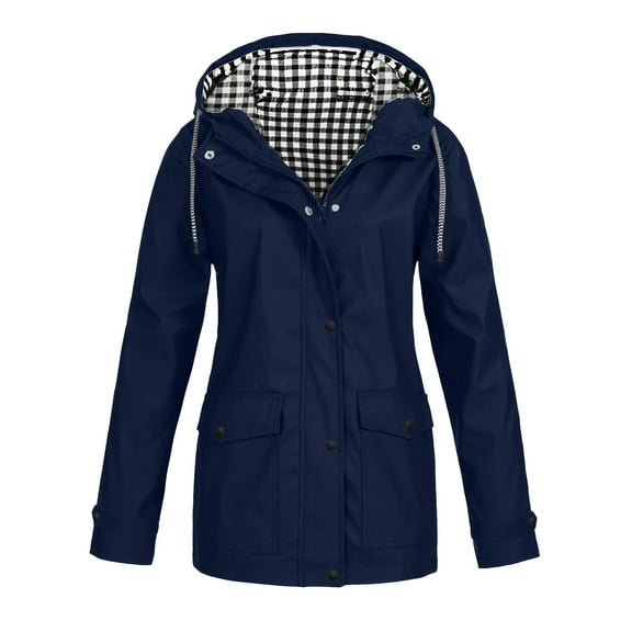 shoper Rain Jacket Women, Rain Coats for Women, Waterproof Outdoor Raincoat with Hood Trench Coats Hiking Outdoor Windbreaker Zip Up Travel Jacket Lightweight