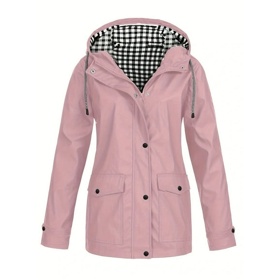 shoper Rain Jacket Women, Rain Coats for Women, Waterproof Outdoor Raincoat with Hood Trench Coats Hiking Outdoor Windbreaker Zip Up Travel Jacket Lightweight