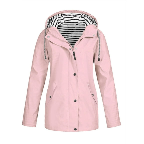 shoper Rain Jacket Women, Rain Coats for Women, Waterproof Outdoor Raincoat with Hood Trench Coats Hiking Outdoor Windbreaker Zip Up Travel Jacket Lightweight