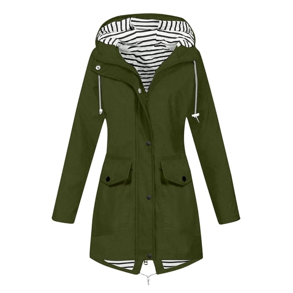 shoper Rain Jacket Women, Rain Coats for Women, Waterproof Outdoor Raincoat with Hood Trench Coats Hiking Outdoor Windbreaker Zip Up Travel Jacket Lightweight