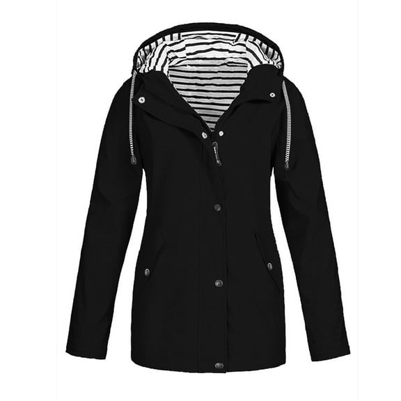 shoper Rain Jacket Women, Rain Coats for Women, Waterproof Outdoor Raincoat with Hood Trench Coats Hiking Outdoor Windbreaker Zip Up Travel Jacket Lightweight