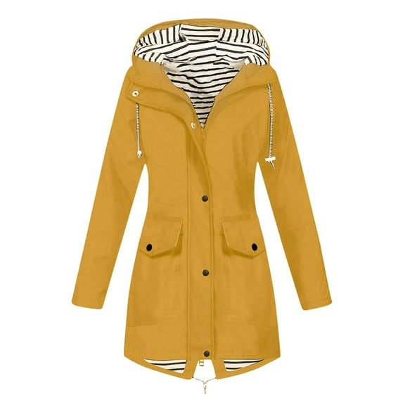 shoper Rain Jacket Women, Rain Coats for Women, Waterproof Outdoor Raincoat with Hood Trench Coats Hiking Outdoor Windbreaker Zip Up Travel Jacket Lightweight