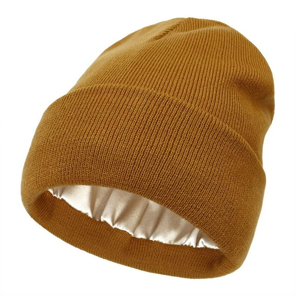 shoper Satin Lined Beanie for Women Reduce Frizz Winter Hats for Women Men Silk Lining Soft Slouchy Warm Less Static