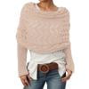 shoper Scarf with Sleeves for Women, Shawl Wraps Knitted Cable Crochet Multifunctional Shrugs Crochet Fashion Shawl Cape Scarf Sweaters with Sleeves