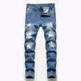 thumbnail image 1 of shoper Skinny Fit Boy's Jeans Pants Ripped Destroyed Distressed Stretch Slim Toddler Trouses Dark Blue 16, 1 of 4