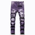 thumbnail image 1 of shoper Fit Boy's Jeans Pants Ripped Destroyed Distressed Stretch Slim Toddler Trouses Purple 16, 1 of 4