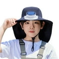 thumbnail image 1 of shoper Solar Fan Hat for Kids Wide Brim For Sun Lightweight & Adjustable & Breathable for Boys and Girls Size 3-12Y Black One Size, 1 of 4