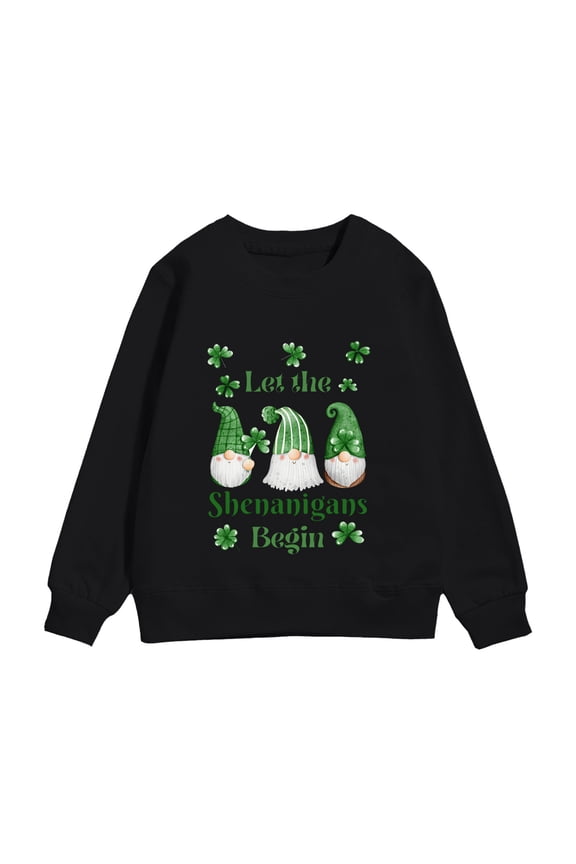St Patrick Day Shirt Kids Girl Round Neck Plaid Shamrock Tee Shirts for Kid long-Sleeve St Patrick's Day Clothes for Kids Black 90