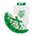 thumbnail image 1 of shoper St Patrick's Day Girls Two Piece Set Ribbed Flutter Sleeve Romper with Shamrock Print Outfit for Toddler, St Patricks Day Outfits Baby Dress Set, 1 of 8