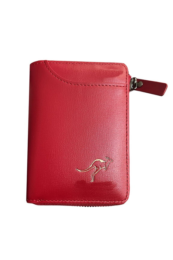 Stylish RFID Blocking Wallet for Men Secure Card Holder with Technology Water Proof Fashionable Leather Billfold for Daily Use Zipper Purse Red