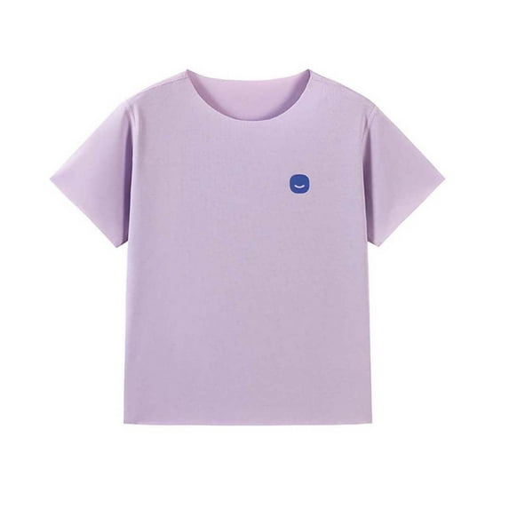 shoper T-Shirts for Boys 14-16 Crew Neck Solid Color Short Sleeve T-Shirts Casual Vacation Tops Toddler Boy Clothes Light Purple 170